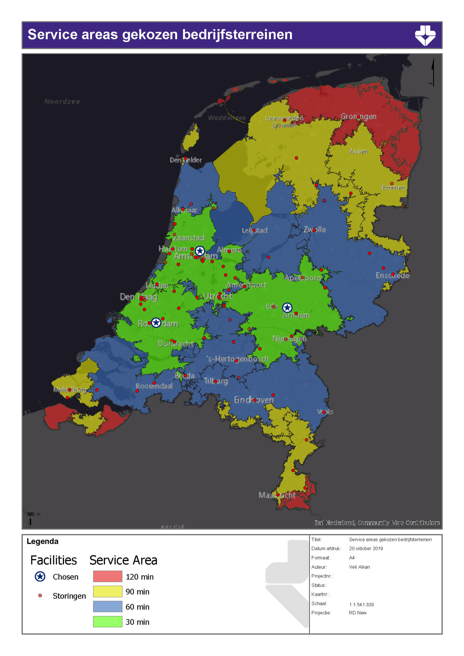 Service areas gekozen bedrijfsterreinen