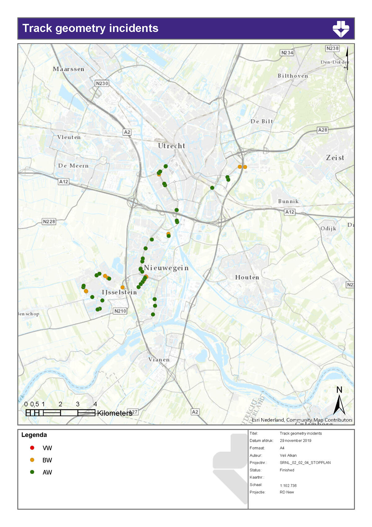 Spoorgeometrie incidenten — locaties